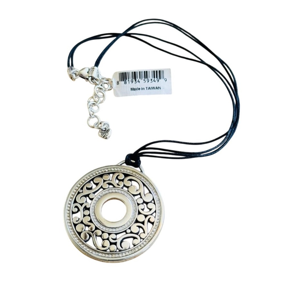 Brighton‎ Contempo Labyrinth Ophelia Necklace Chord Rhinestone Silver Rhinestone